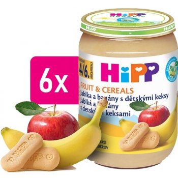 Hipp Bio Jablka a banány s dětskými keksy 6 x 190 g