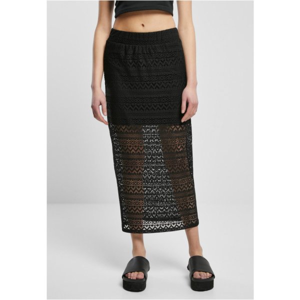 Ladies Stretch Crochet Lace Midi Skirt