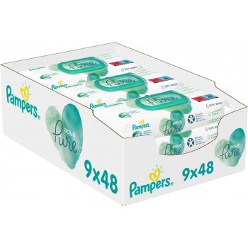 Pampers Aqua Pure dětské čisticí ubrousky 9 x 48 ks