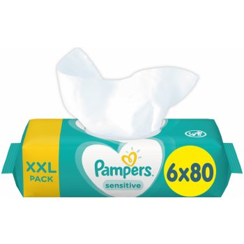 Pampers Sensitive Dětské vlhčené ubrousky 6 x 80 ks