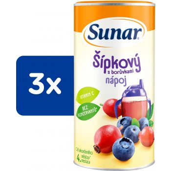 Sunar rozpustný nápoj šípkový s borůvkami 3 x 200g