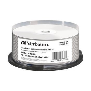 VERBATIM BD-R 25GB 6x, printable, spindle, 25ks (43738)