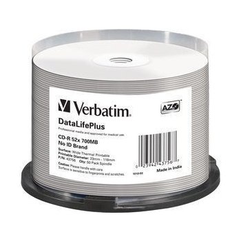 Verbatim CD-R 700MB 52x, AZO, printable, spindle, 50ks (43756)