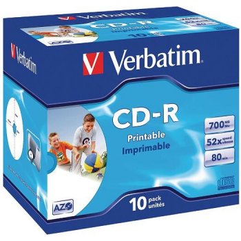 Verbatim CD-R 700MB 52x, printable, jewel, 10ks (43325)