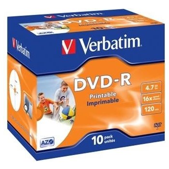 Verbatim DVD-R 4,7GB 16x, printable, jewel, 1ks (43521)