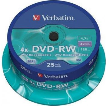 Verbatim DVD-RW 4,7GB 4x, cake box 25ks (43639)