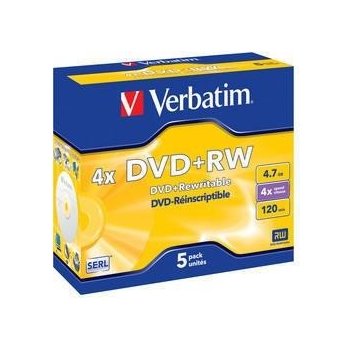 Verbatim DVD+RW 4,7GB 4x, jewel, 5ks (43229)