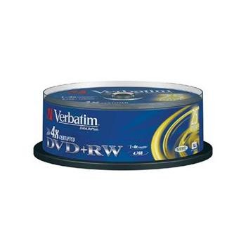 Verbatim DVD+RW 4,7GB 4x, SERL, cakebox, 25ks (43489)