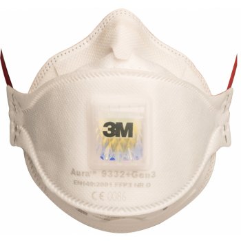 3M 9332+ AURA Gen3 Filtrační polomaska , FFP3, s ventilkem, skládací