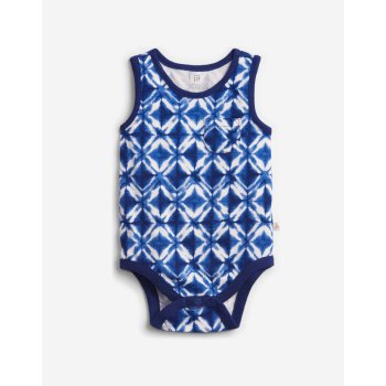 Baby body pocket print bodysuit Modrá