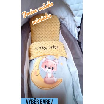 Baby v peřince set do kočárku deka s jménem liška