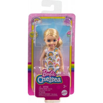 Barbie Club Chelsea Mini Girl Doll Blonde Wearing RainbowPrint Dress And Yellow Shoes