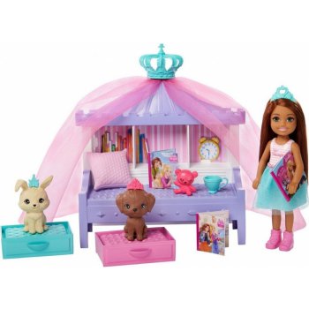 Barbie Princess Adventure Princezna Chelsea Herní set s postýlkou