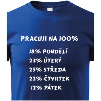 Bezvatriko Vtipné triko s potiskem Práce na 100% modrá