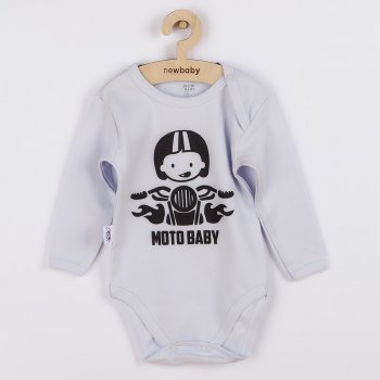 Body s potiskem New Baby Moto baby šedé