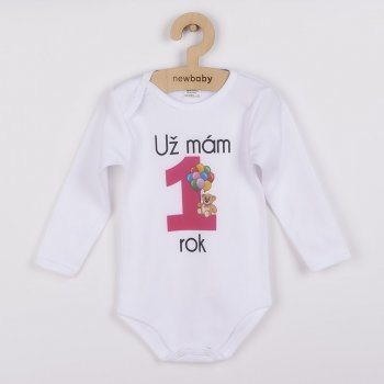 Body s potiskem New Baby Už mám rok růžové