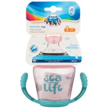 Canpol babies nevylévací hrníček se silikonovým ventilem sea life růžový 56/501 pin 230 ml