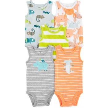 CARTER'S Body bez rukávů Stripes Animals kluk 5ks