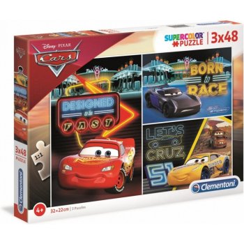 Clementoni Dětské 3 x Cars 25235 48 dílků