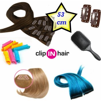 Clip in deluxe balíček clip vlasy 53cm REMY pravé lidské tmavý melír fialová krátké široké