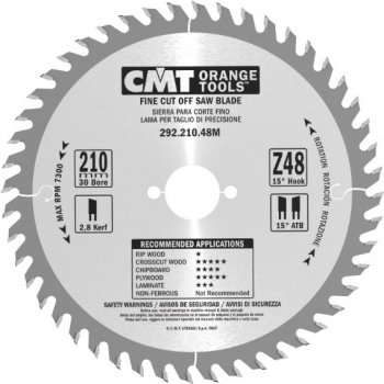 CMT Pilový kotouč pro elektronářadí finální řez D216x2,8 d30 Z64 HW -5°Neg