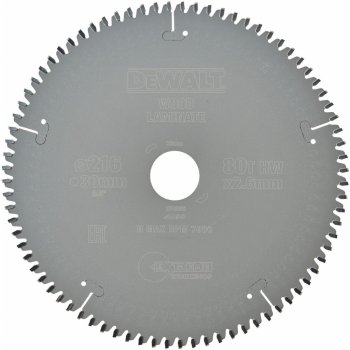 DeWALT DT4286 Pilový kotouč 216x30mm, 80zubů, TCG -5° na dýhu, laminát a hliník