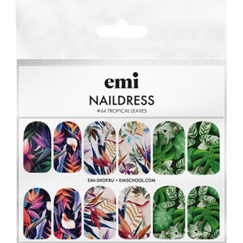 E.Mi Vodolepka Naildress Slider Design 64 Tropical Leaves