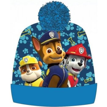 EplusM Chlapecká zimní čepice s bambulí Tlapková patrola Paw Patrol modrá