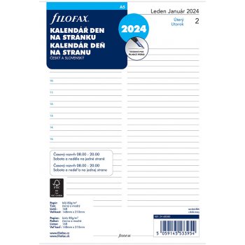 Filofax Denní kalendář 2024 náplň do A5 diářů