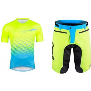 Force MTB ANGLE fluo-modrý + Force MTB-11 fluo cyklokraťasy