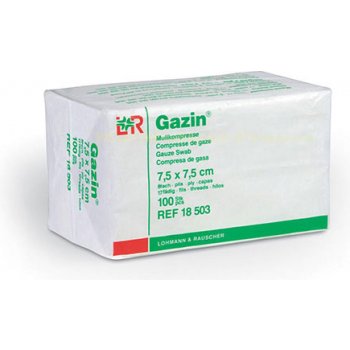 Gazin gáza hydrofilní skládaná komprese sterilní 7,5 x 7,5 cm 100 ks