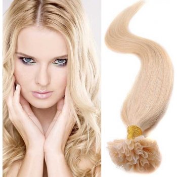 Girlshow Vlasy na metodu keratin 51 cm, kvalita Remy AAA, sada 100 ks x 0,5 g 613 blond 613 (beach blond)