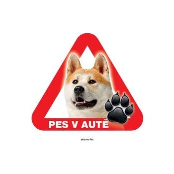 Grel nálepka na sklo pozor pes v autě akita inu