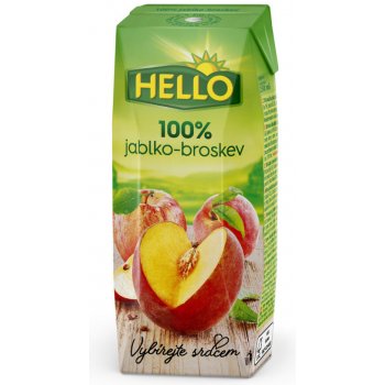 Hello 100% jablečná šťáva broskev 18 x 250 ml