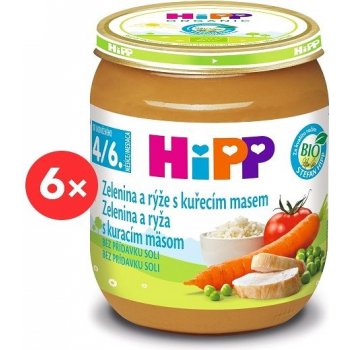 HiPP BIO Zelenina a rýže s kuřecím masem 6 x 125 g