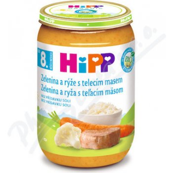 HiPP BIO Zelenina s rýží a telecím masem 220 g