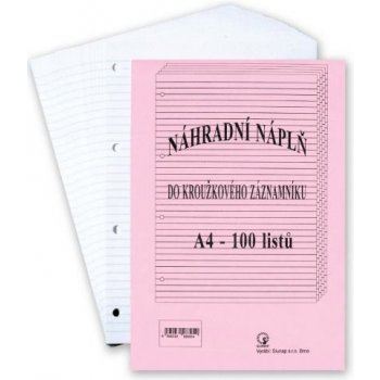 Hit Office, náhradní náplň do kroužkového záznamníku A4, 100 listů linka