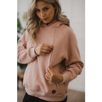 Hrubá těhotenská a kojící oversized mikina powder pink