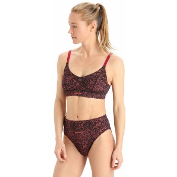 Icebreaker Wmns Queens Clasp Bra, Black/Cherry/Flash/Aop