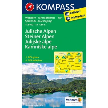 Julische Alpen, Steiner Alpen - Julské a Kamnišké Alpy (Kompass - 2801) - turistická mapa