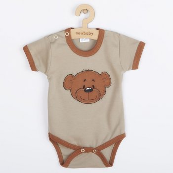 Kojenecké bavlněné body s krátkým rukávem New Baby BrumBrum latte brown