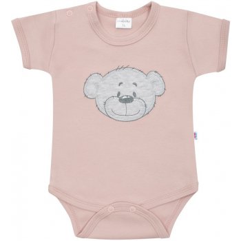 Kojenecké bavlněné body s krátkým rukávem New Baby BrumBrum old pink