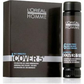 L'Oréal Homme Cover 5 Hair Long M 6 Dark Blond tmavá blond barva na vlasy 3 x 50 ml