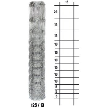 Lesnické pletivo uzlové - výška 125 cm, drát 1,6/2,0 mm, 13 drátů