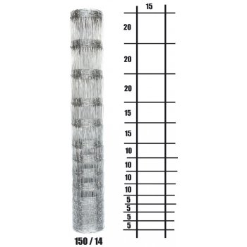 Lesnické pletivo uzlové - výška 150 cm, drát 1,6/2,0 mm, 14 drátů