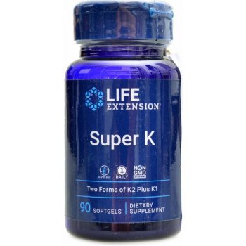 Life Extension Super K Vitamin K1 K2 MK-4 and MK-7 90 softgel kapslí