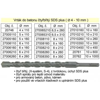 MAGG Vrták do betonu čtyřbřitý SDS plus 6x 110mm