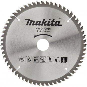 Makita D-72986 Pilový kotouč na hliník a lamino 210 x 30 mm 60 zubů TCT