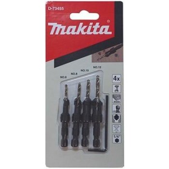 MAKITA D-73455 sada vrtáků se záhlubníkem 4ks, 2,4+2,8+3,2+3,6mm, záhlubníky 6+8+10+12mm