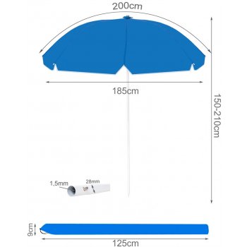 Malatec 10193 Slunečník modrý 200 cm